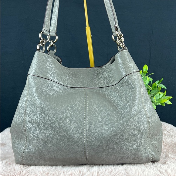 Coach F28997 Lexy Pebble Leather Shoulder Bag - Grey Birch EUC - Picture 3 of 14